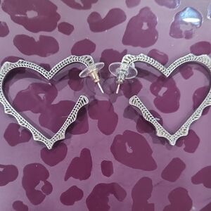 Silver Heart-Shaped Earrings